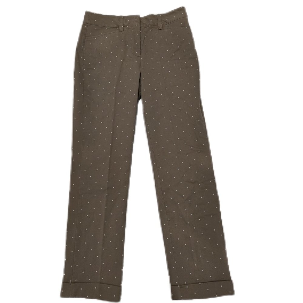 NWT Lands End Women's Straight Leg Chino Pants Sienna Dot 12 32/33W $55 BB19